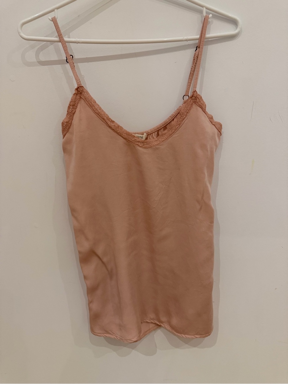Yerse - Silky Lace-Trim Cami Tank Top - Blush - women’s S